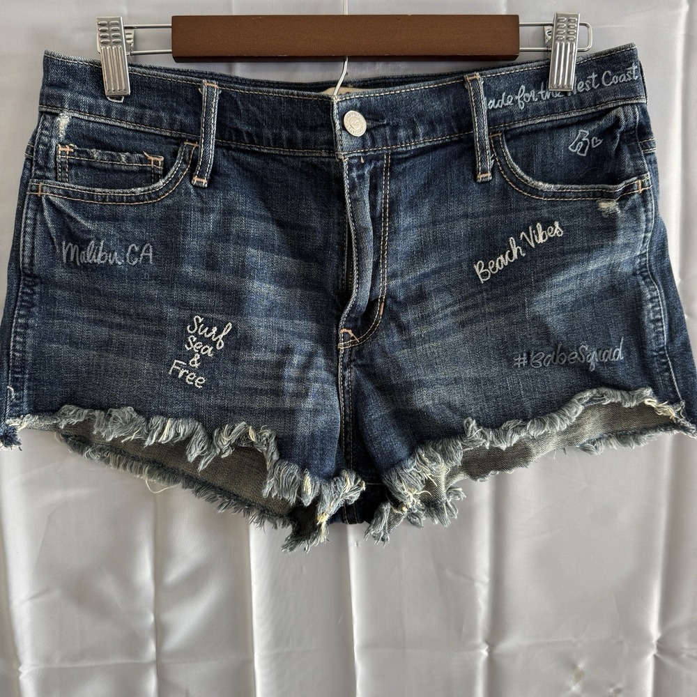 Hollister Shorts 9 29 Fits 32 Denim Mid rise Micro Mini Booty Cutoff Beach Jeans